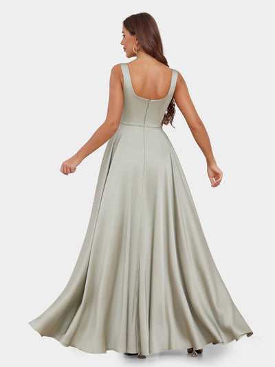 A-Line/Princess Scoop Sleeveless Evening Dresses with Ruched