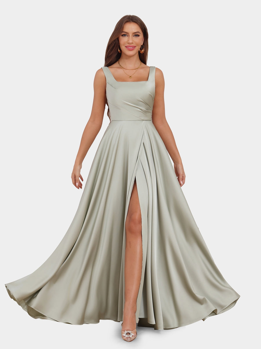 A-Line/Princess Scoop Sleeveless Evening Dresses with Ruched