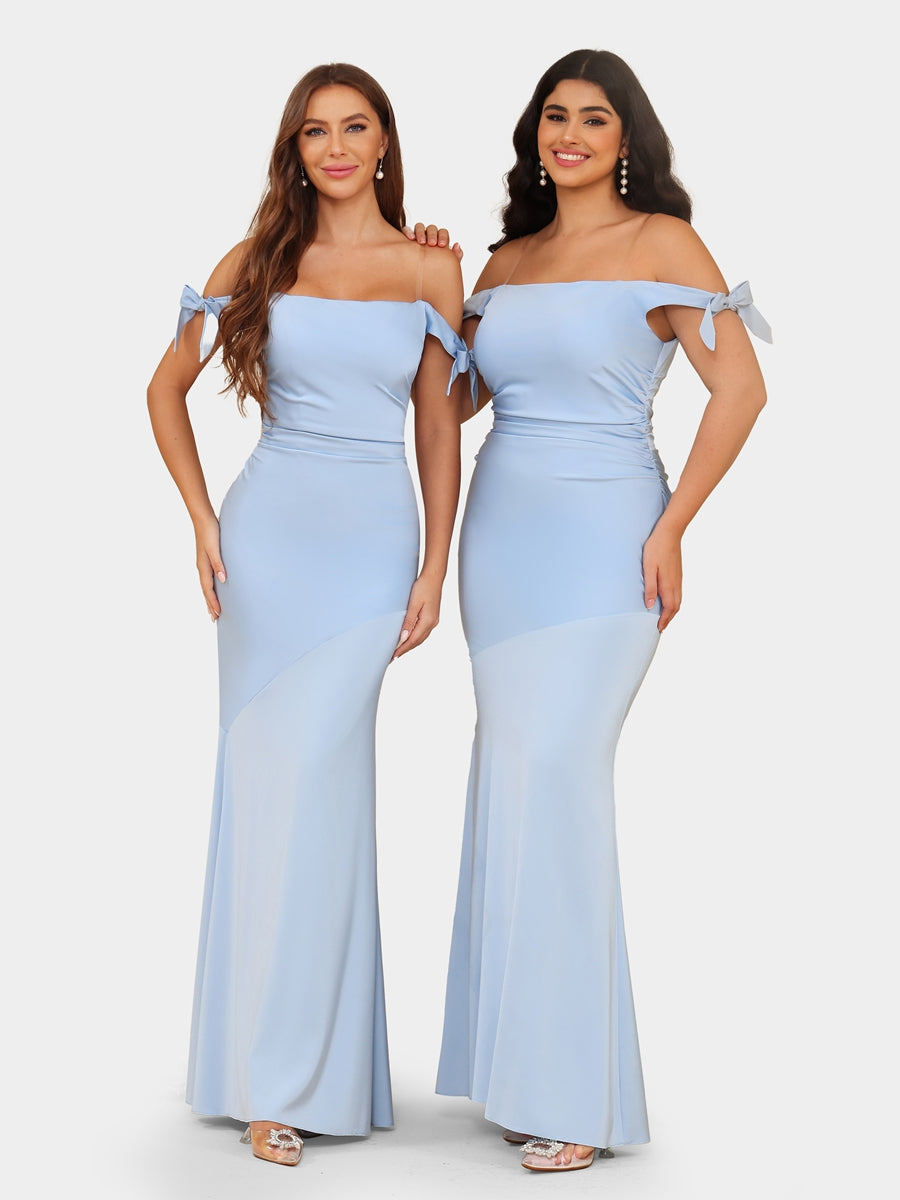 Trumpet/Mermaid Off-the-Shoulder Bowknot Evening Dresses with Ruched