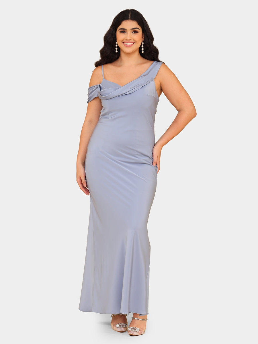 Sheath/Column Asymmetrical Short Sleeves Evening Dresses with Ruched