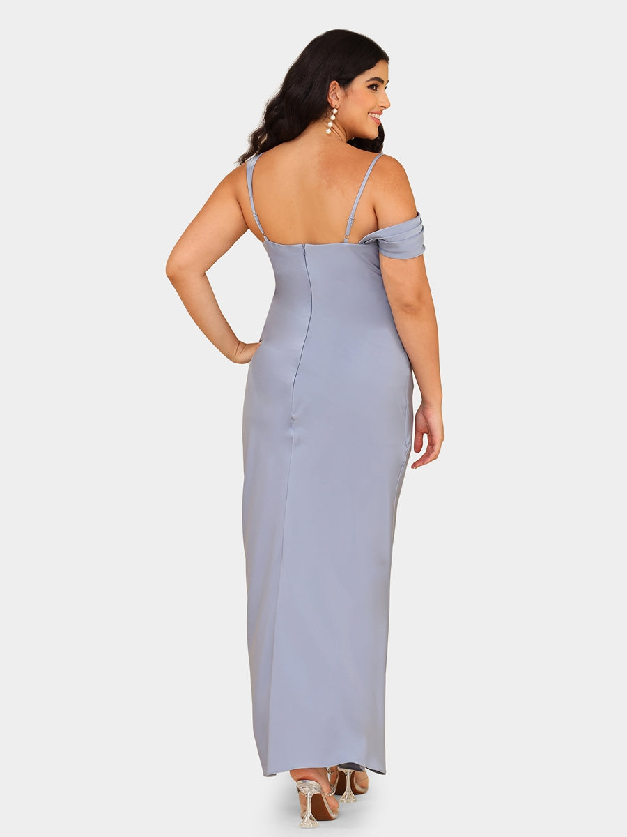 Sheath/Column Asymmetrical Short Sleeves Evening Dresses with Ruched