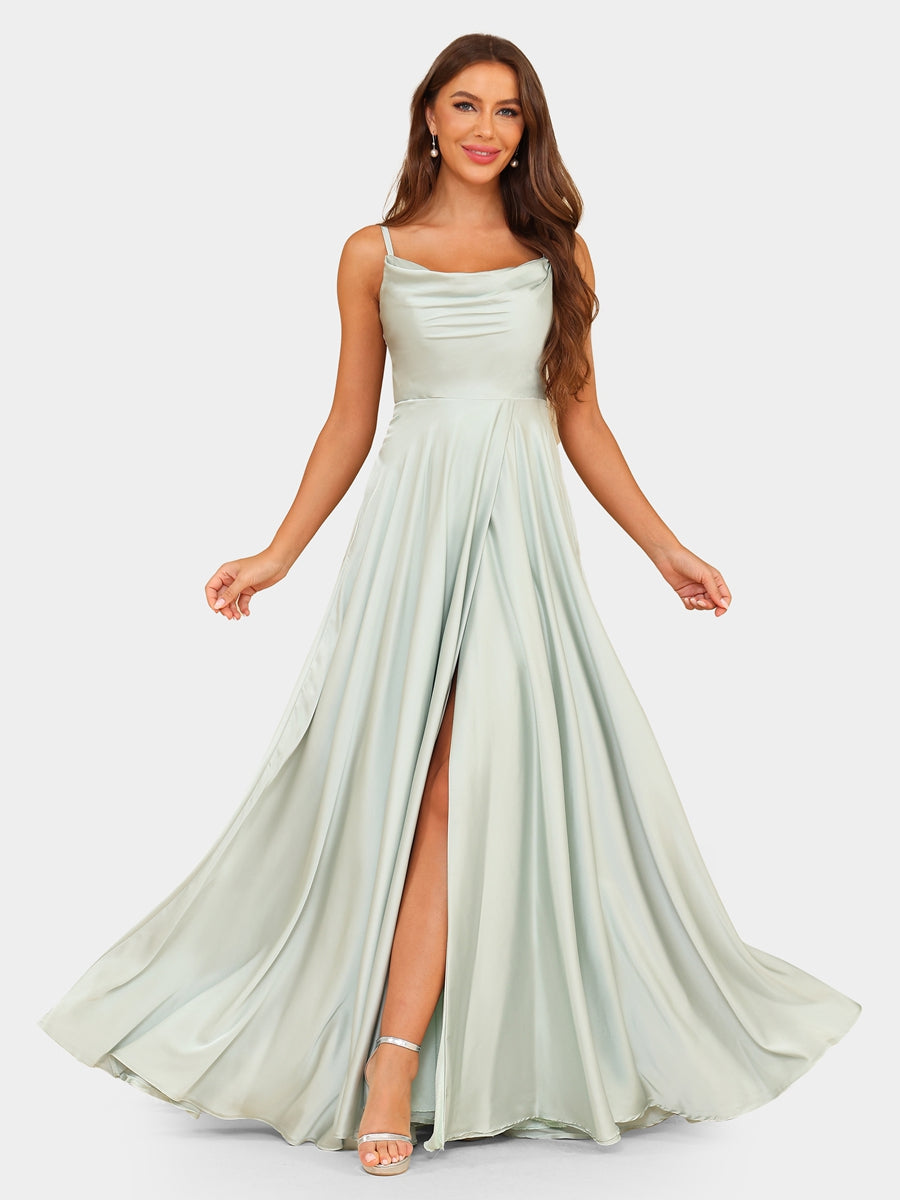 A-Line/Princess Spaghetti Straps Sleeveless Evening Dresses with Split Side