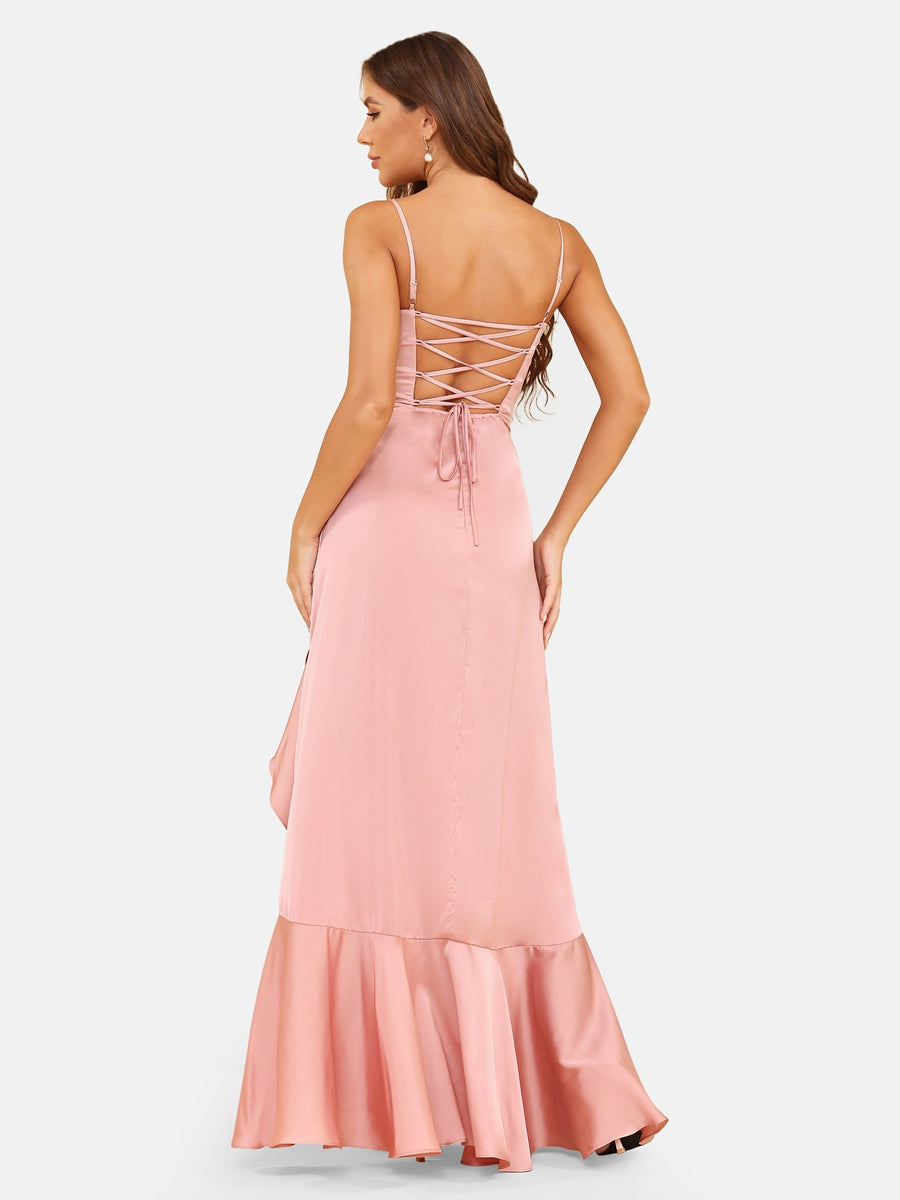 A-Line/Princess Spaghetti Straps Sleeveless Evening Dresses with Ruffles