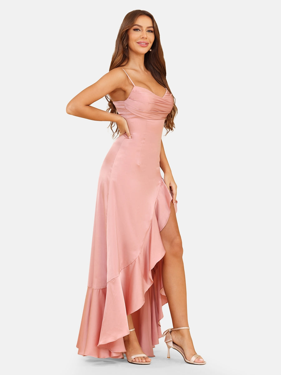 A-Line/Princess Spaghetti Straps Sleeveless Evening Dresses with Ruffles