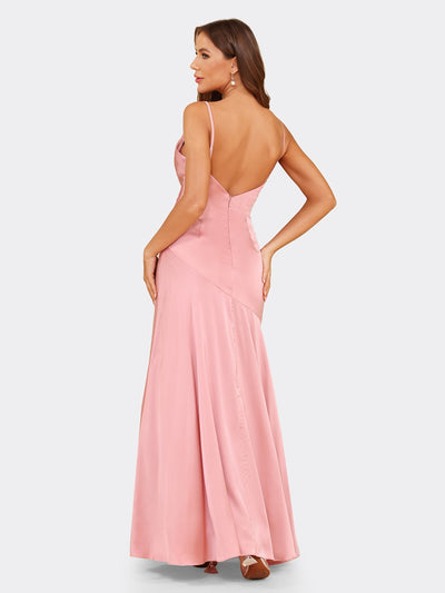 Sheath/Column Spaghetti Straps Sleeveless Evening Dresses with Split Side