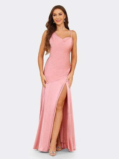 Sheath/Column Spaghetti Straps Sleeveless Evening Dresses with Split Side