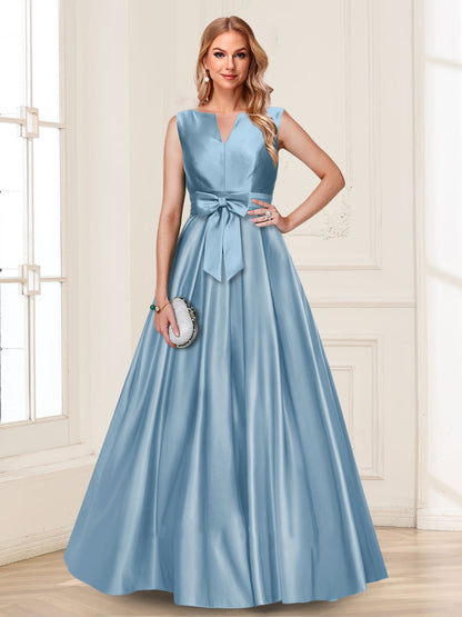 A-Line/Princess V-Neck Sleeveless Mother of the Bride Dresses with Bow