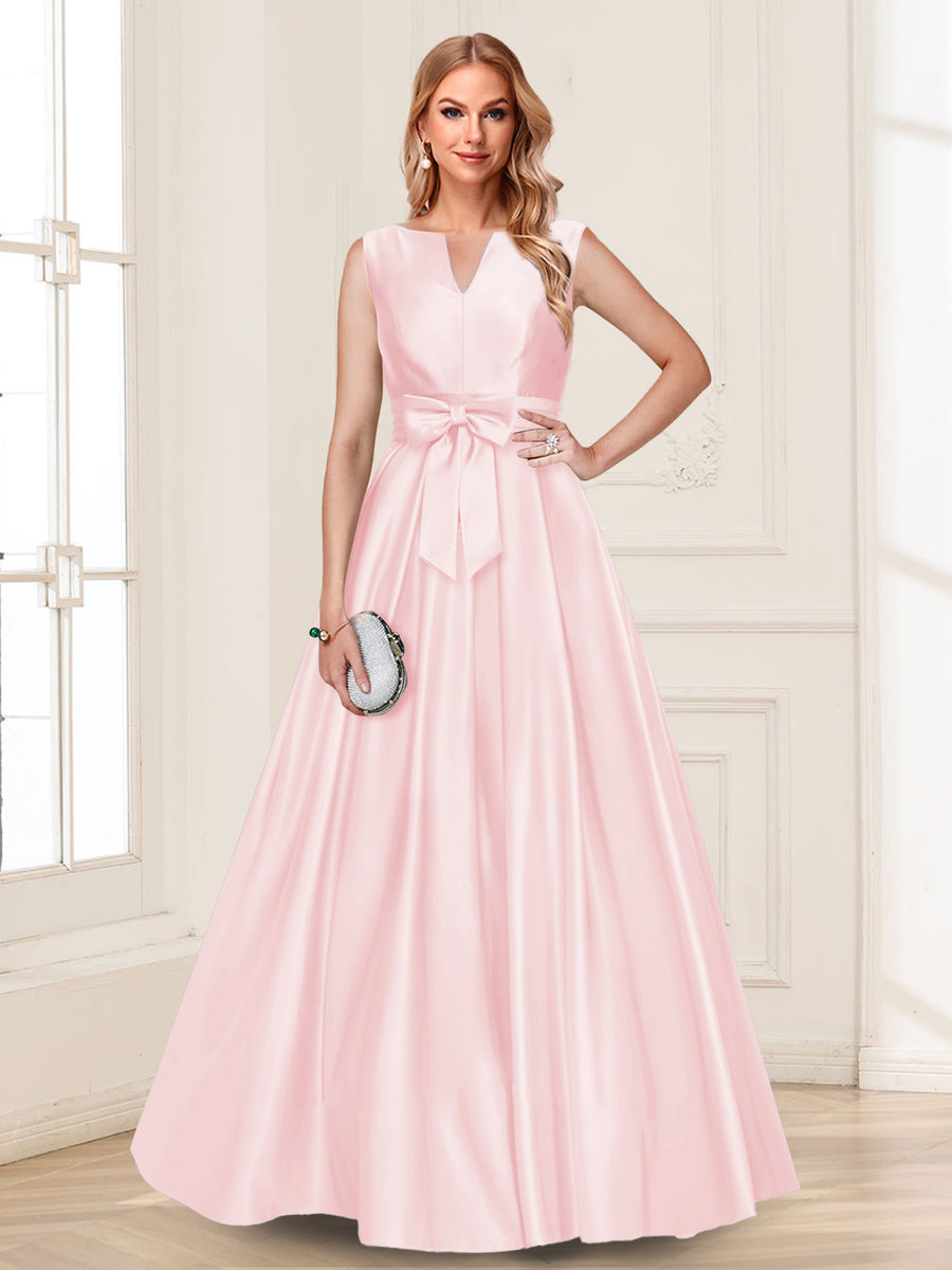 A-Line/Princess V-Neck Sleeveless Mother of the Bride Dresses with Bow