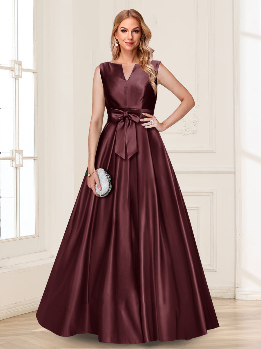 A-Line/Princess V-Neck Sleeveless Mother of the Bride Dresses with Bow