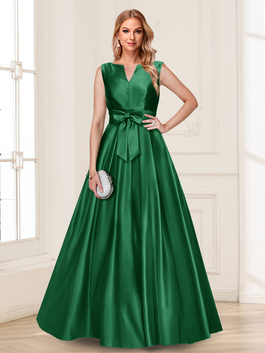 A-Line/Princess V-Neck Sleeveless Mother of the Bride Dresses with Bow