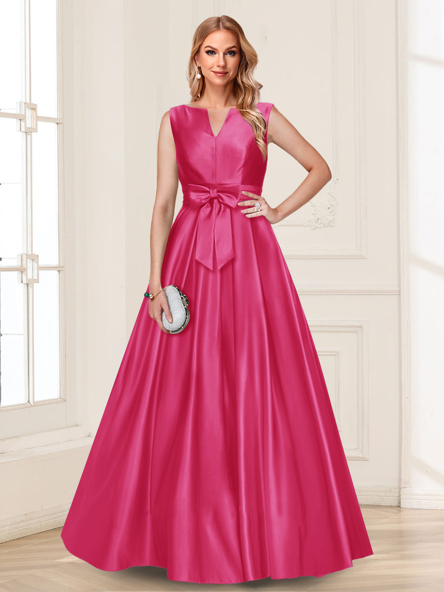 A-Line/Princess V-Neck Sleeveless Mother of the Bride Dresses with Bow