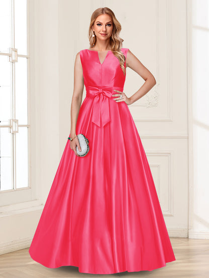 A-Line/Princess V-Neck Sleeveless Mother of the Bride Dresses with Bow