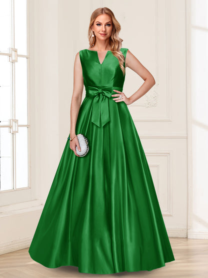 A-Line/Princess V-Neck Sleeveless Mother of the Bride Dresses with Bow