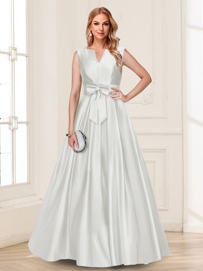 A-Line/Princess V-Neck Sleeveless Mother of the Bride Dresses with Bow