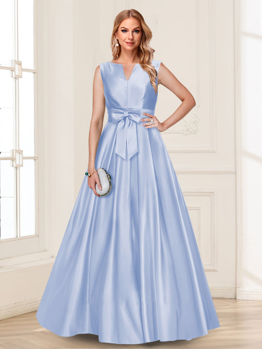 A-Line/Princess V-Neck Sleeveless Mother of the Bride Dresses with Bow