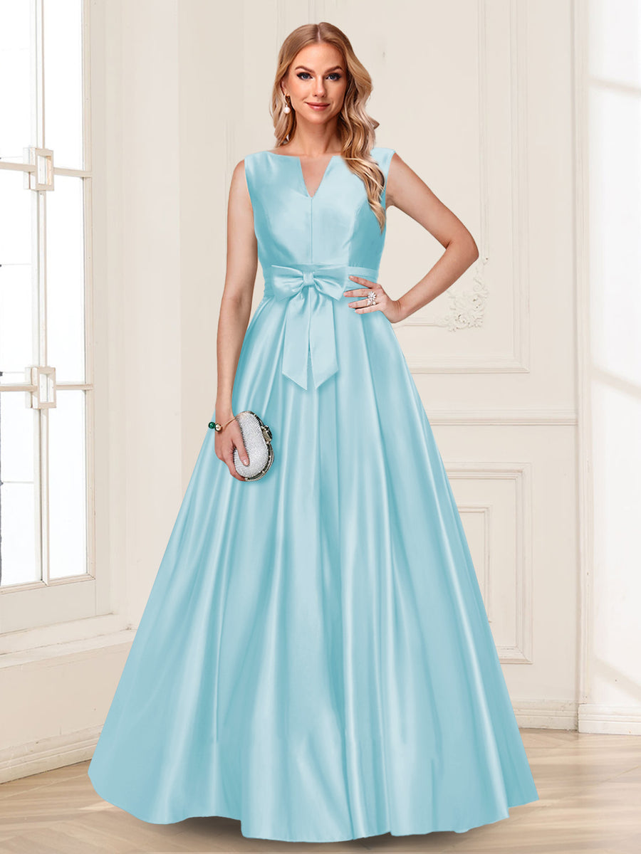 A-Line/Princess V-Neck Sleeveless Mother of the Bride Dresses with Bow