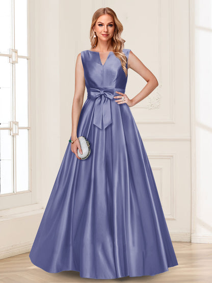 A-Line/Princess V-Neck Sleeveless Mother of the Bride Dresses with Bow