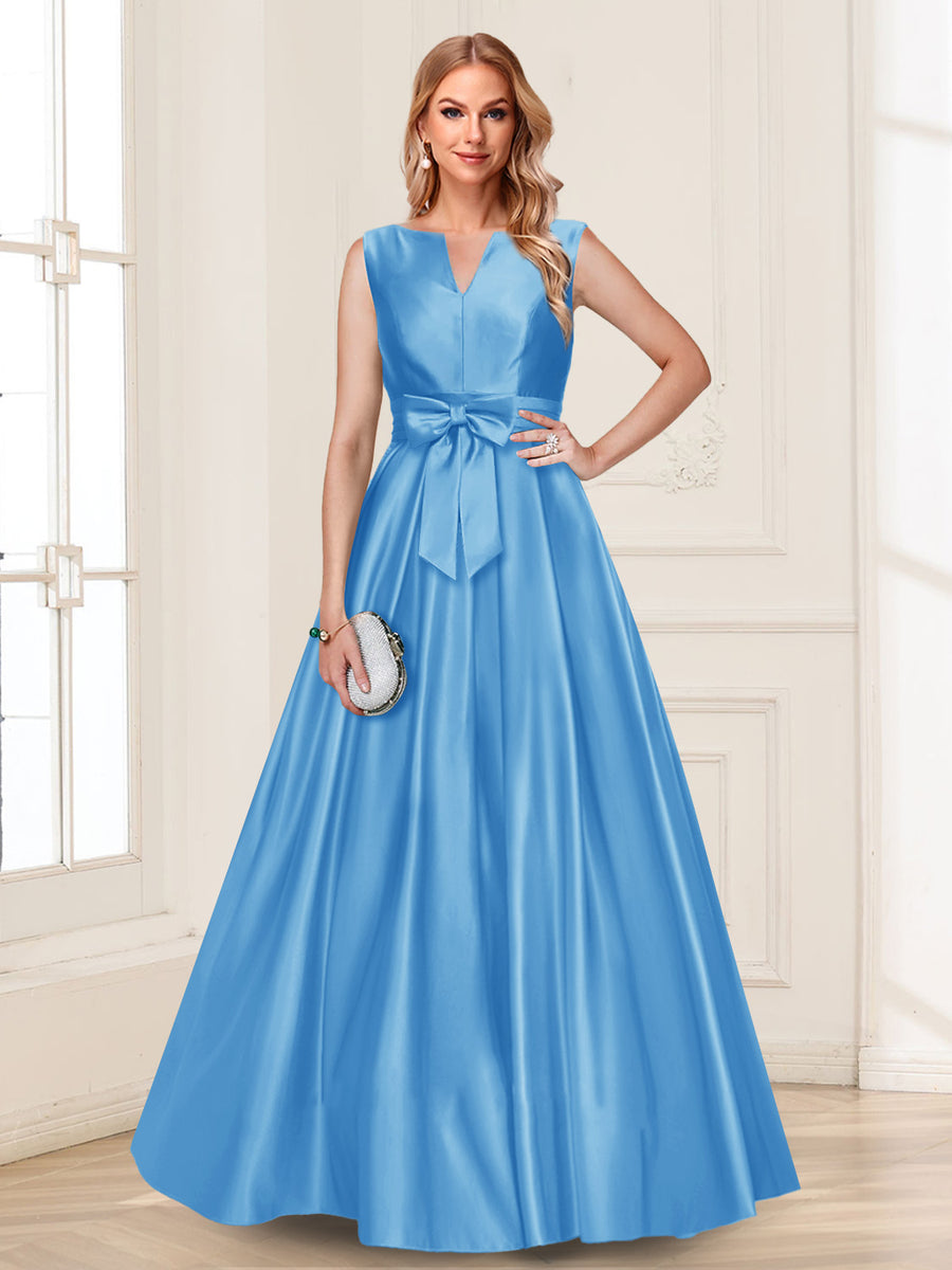 A-Line/Princess V-Neck Sleeveless Mother of the Bride Dresses with Bow