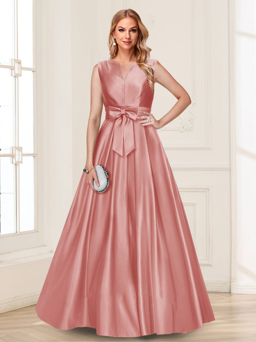 A-Line/Princess V-Neck Sleeveless Mother of the Bride Dresses with Bow