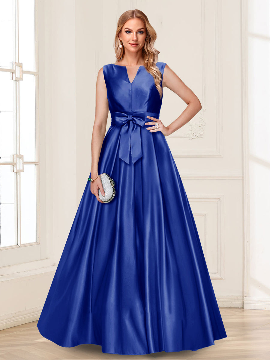 A-Line/Princess V-Neck Sleeveless Mother of the Bride Dresses with Bow