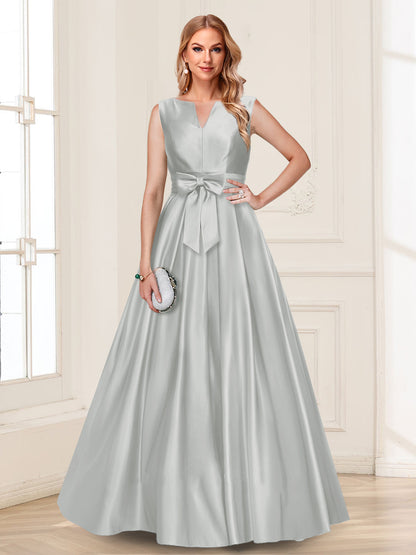 A-Line/Princess V-Neck Sleeveless Mother of the Bride Dresses with Bow