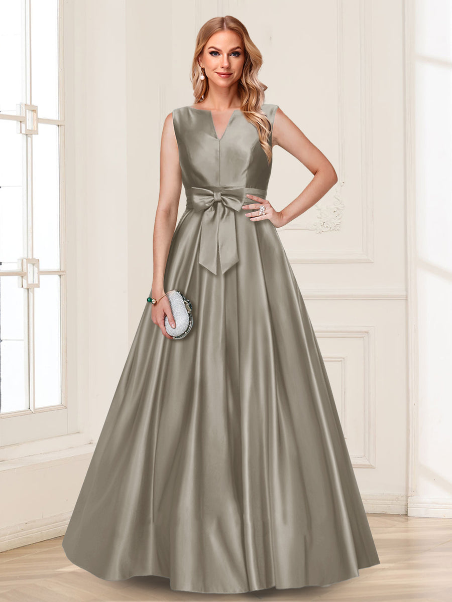 A-Line/Princess V-Neck Sleeveless Mother of the Bride Dresses with Bow