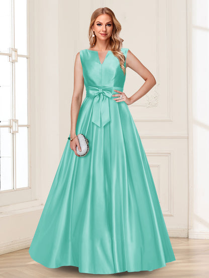 A-Line/Princess V-Neck Sleeveless Mother of the Bride Dresses with Bow