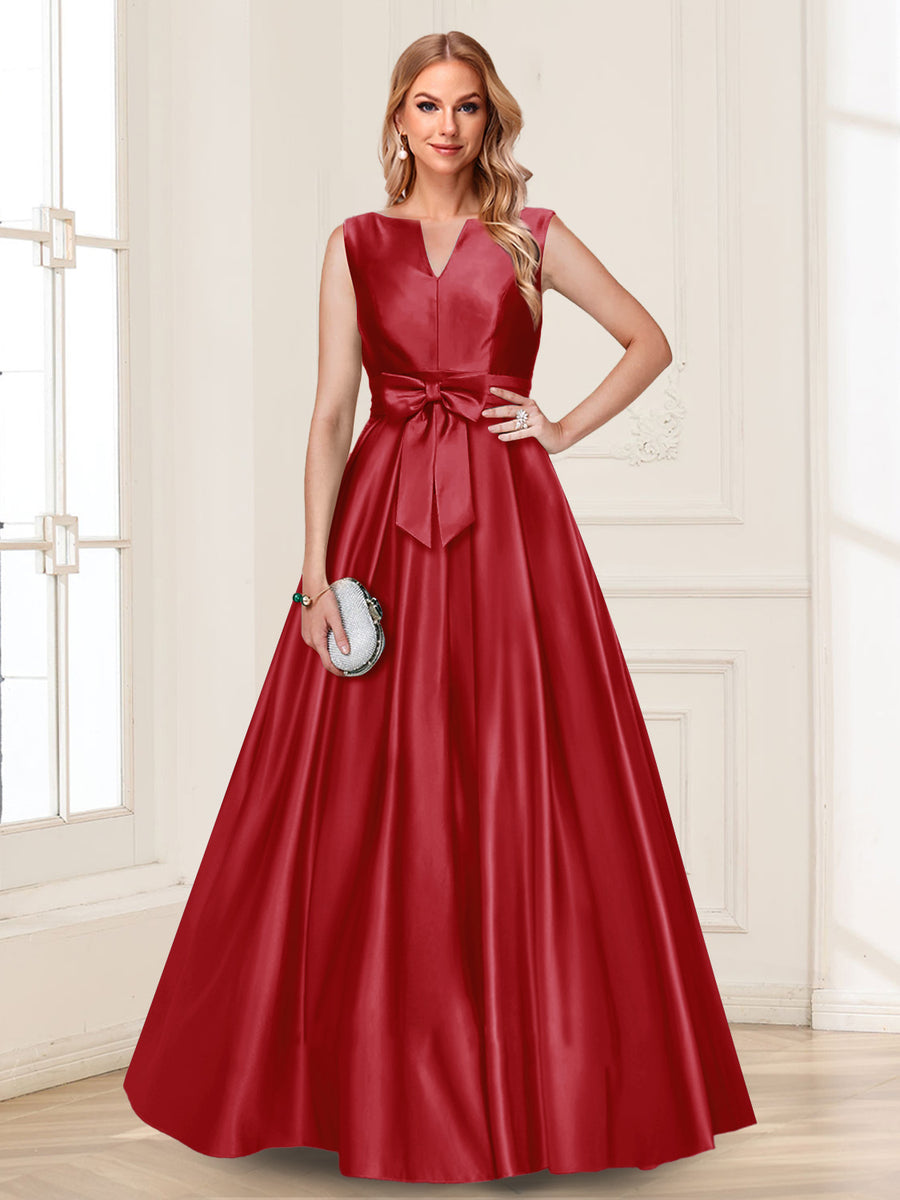 A-Line/Princess V-Neck Sleeveless Mother of the Bride Dresses with Bow