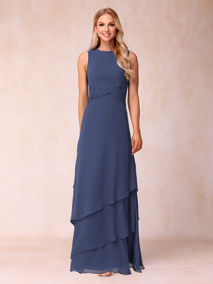 A-Line/Princess Scoop Ruched Floor-Length Mother of the Bride Dresses with Ruffles & Jacket