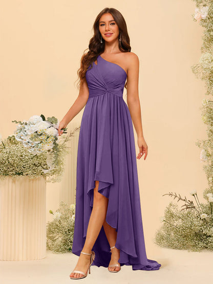 A-line/Princess One-The-Shoulder Asymmetrical Long Bridesmaid dresses