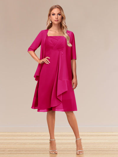 A-Line/Princess Half Sleeves Formal Evening Dresses With Ruffles & Jacket