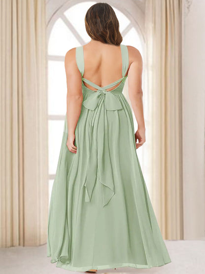 A-Line/Princess Halter Long Plus Size Bridesmaid Dresses with Split Side