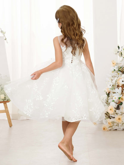 A-Line/Princess Lace Sleeveless Scoop Neck Flower Girl Dresses