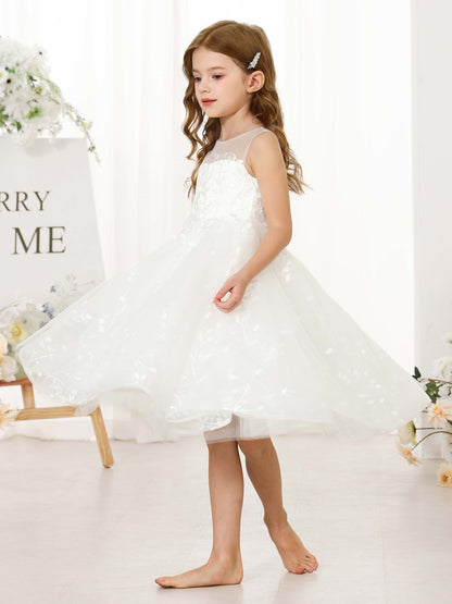 A-Line/Princess Lace Sleeveless Scoop Neck Flower Girl Dresses