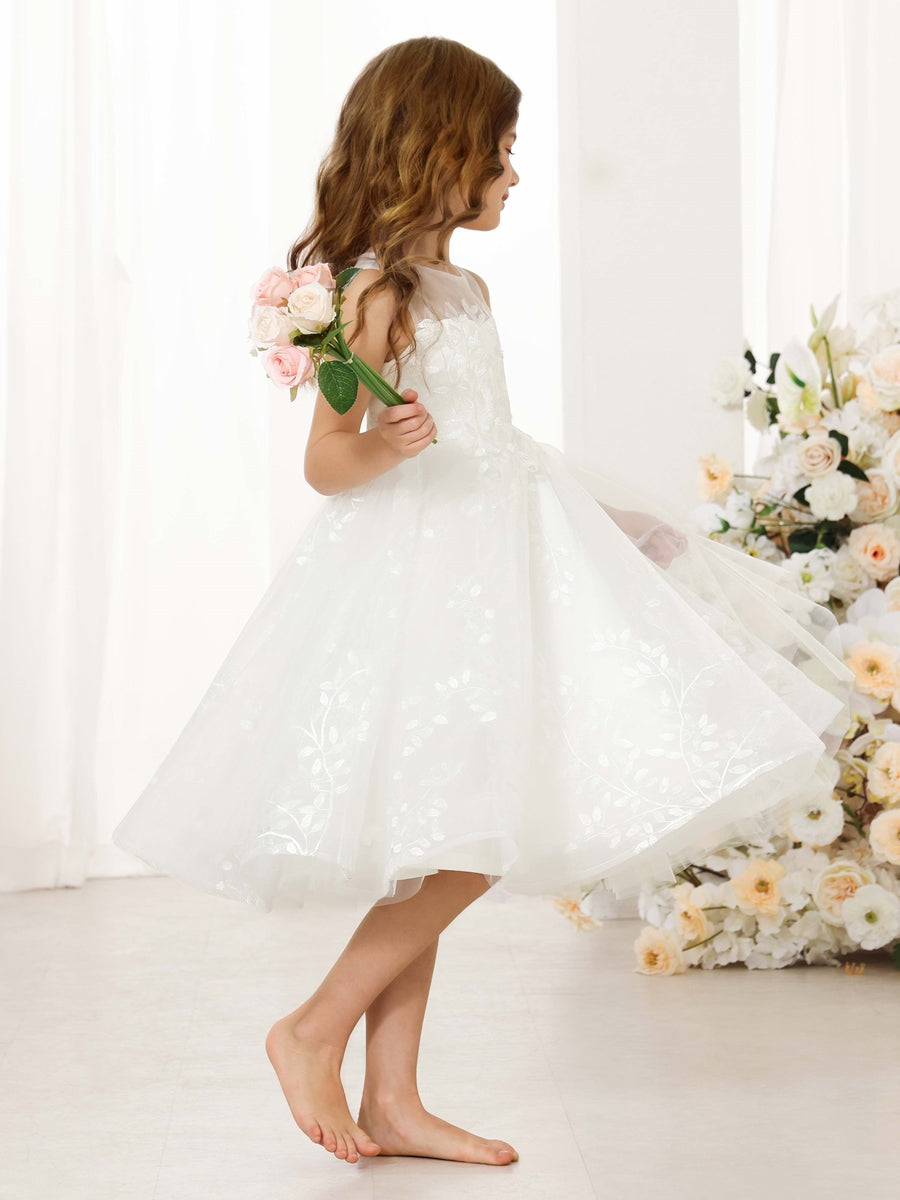 A-Line/Princess Lace Sleeveless Scoop Neck Flower Girl Dresses