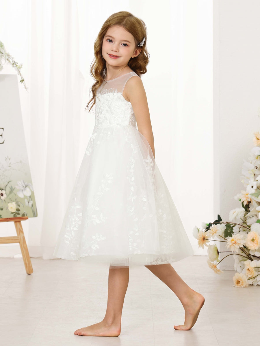 A-Line/Princess Lace Sleeveless Scoop Neck Flower Girl Dresses