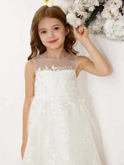 A-Line/Princess Lace Sleeveless Scoop Neck Flower Girl Dresses