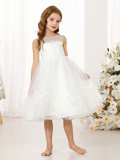 A-Line/Princess Lace Sleeveless Scoop Neck Flower Girl Dresses