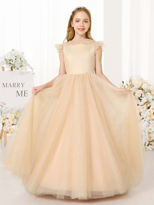 Ball-Gown Tulle Sleeveless Scoop Neck Floor-Length Flower Girl Dresses