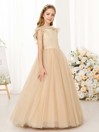 Ball-Gown Tulle Sleeveless Scoop Neck Floor-Length Flower Girl Dresses