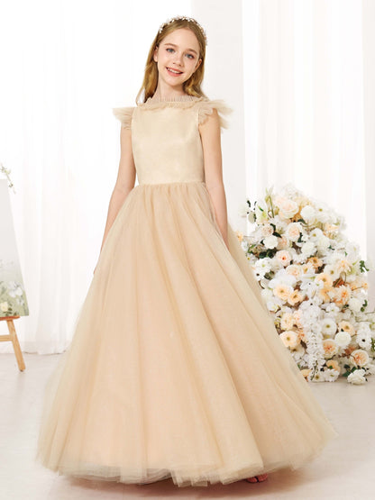 Ball-Gown Tulle Sleeveless Scoop Neck Floor-Length Flower Girl Dresses