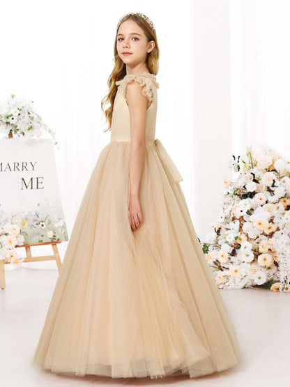 Ball-Gown Tulle Sleeveless Scoop Neck Floor-Length Flower Girl Dresses