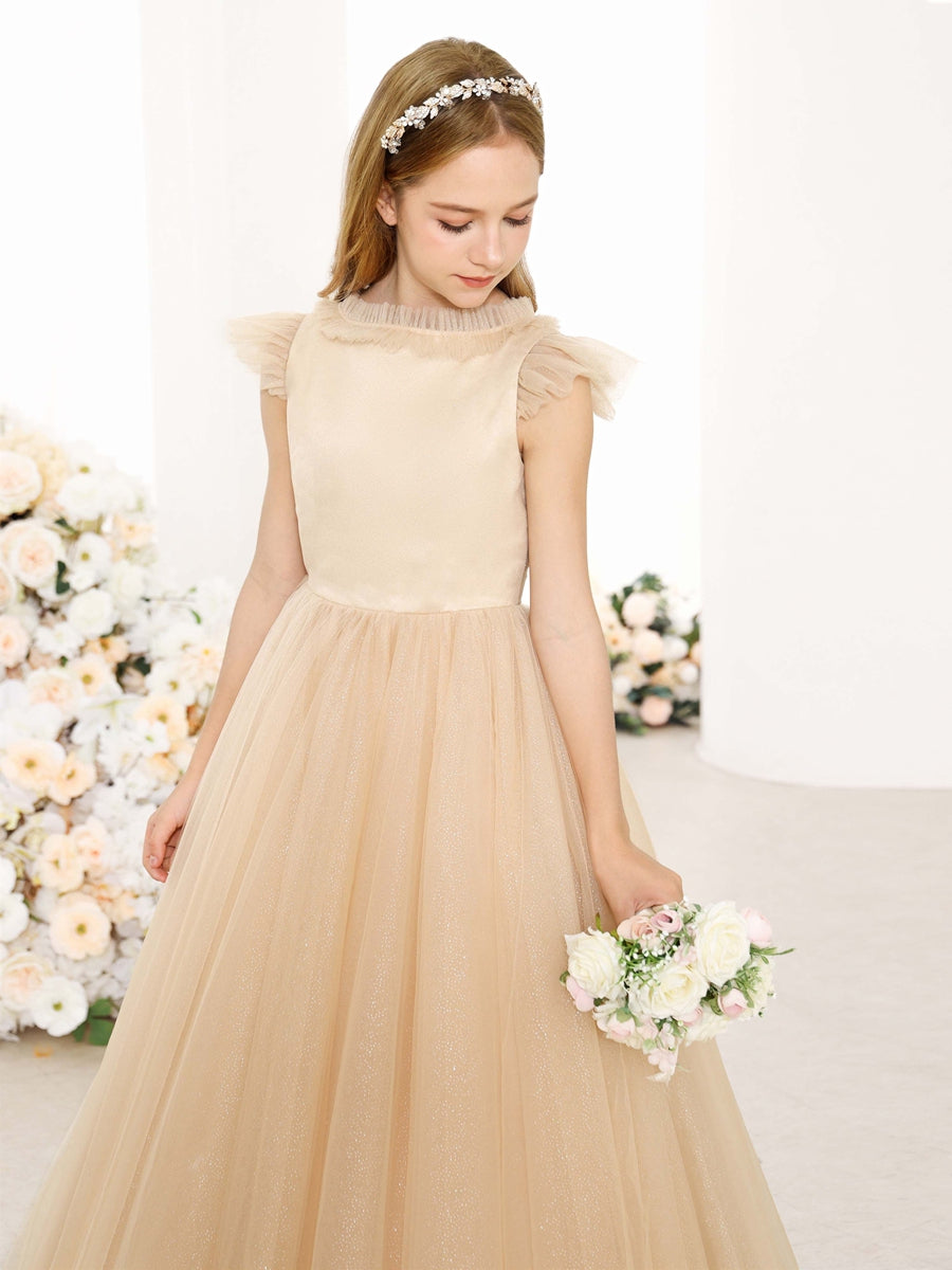 Ball-Gown Tulle Sleeveless Scoop Neck Floor-Length Flower Girl Dresses