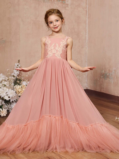 A-Line/Princess Chiffon Sleeveless Square Neck Floor-Length Junior Bridesmaid Dresses