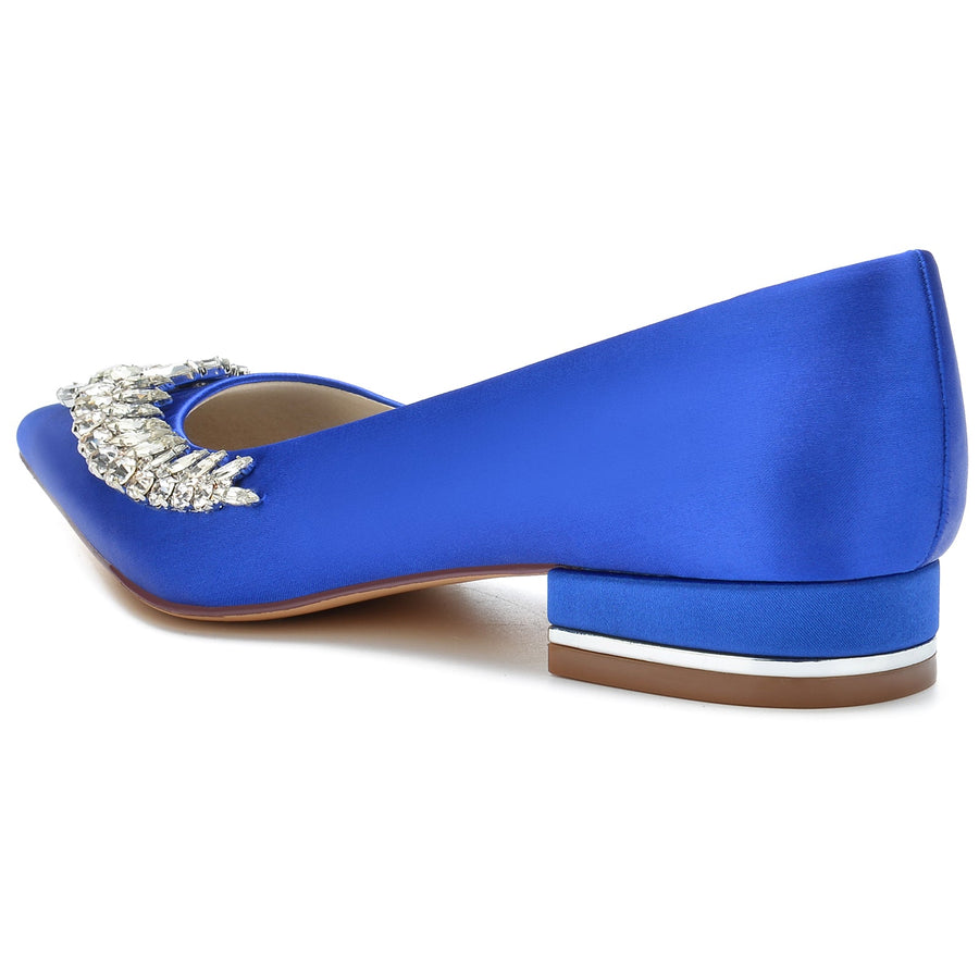 Women's Silk Satin With Flat Heel Closed Toe Rhinestone Party Shoes