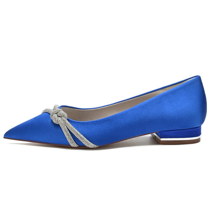 Women's Silk Satin With Closed Toe Flat Heel Evening Shoes