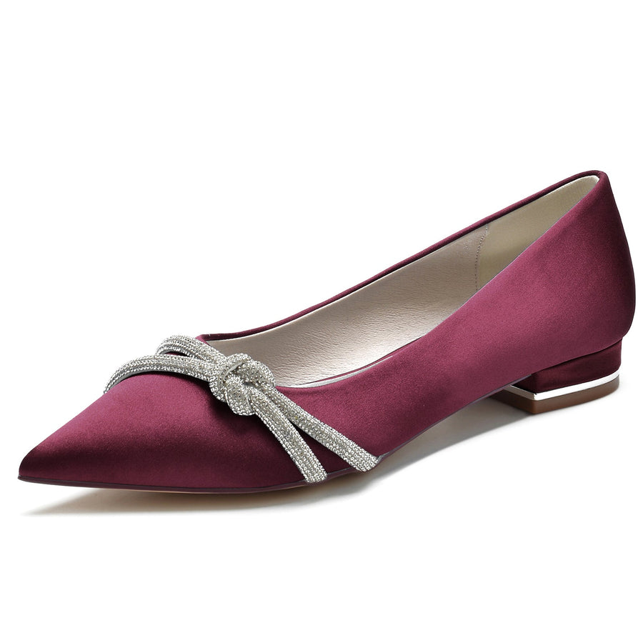 Women's Silk Satin With Closed Toe Flat Heel Evening Shoes