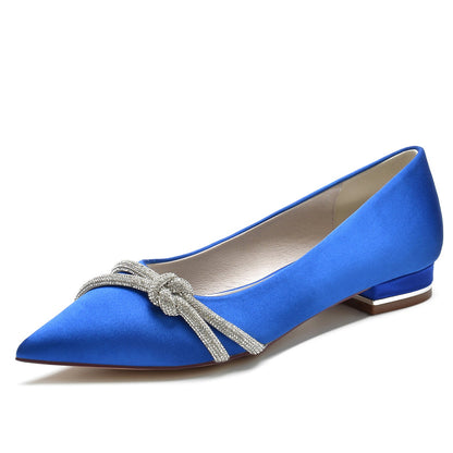 Women's Silk Satin With Closed Toe Flat Heel Evening Shoes