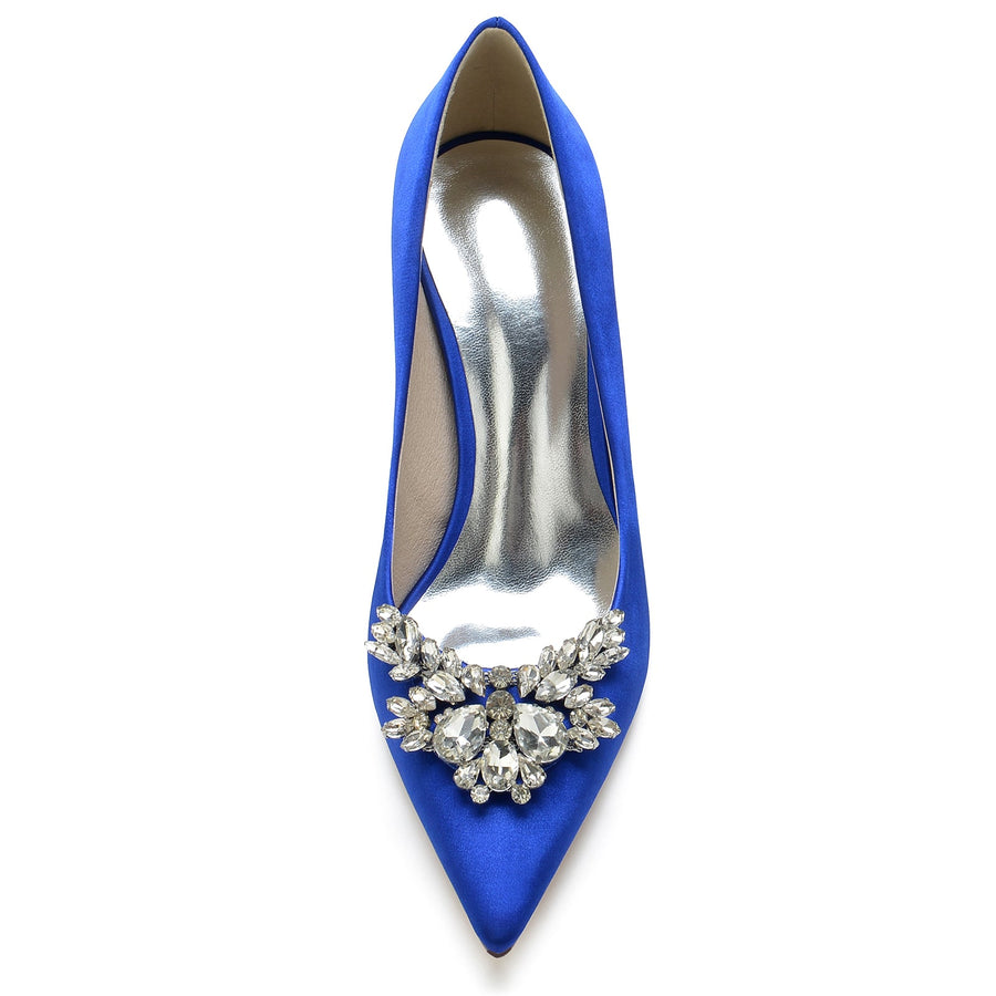 Women's With Rhinestone Silk Satin Closed Toe Stiletto Heel Evening Shoes