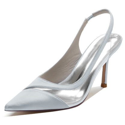 Women's Silk Satin With Stiletto Heel Closed Toe Wedding Shoes